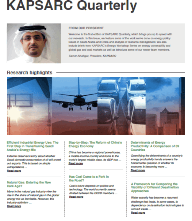 KAPSARC releases quarterly research highlights (1)
