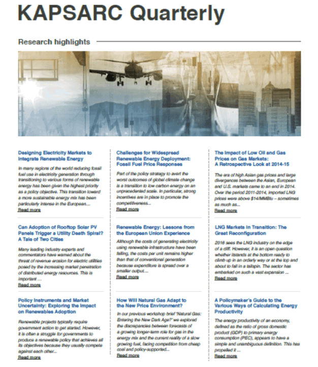  Latest KAPSARC research update focuses on renewables policy (1)
